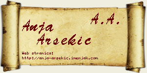 Anja Arsekić vizit kartica